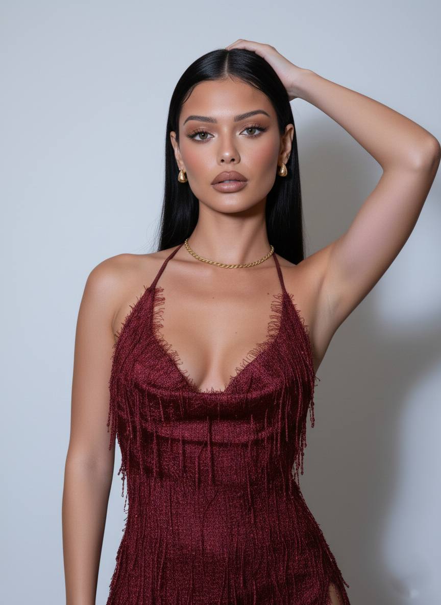 Burgundy short dress - Image 3