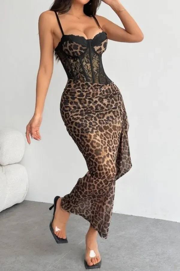 Maxi dress in 2 colors, leopard and black - Image 5