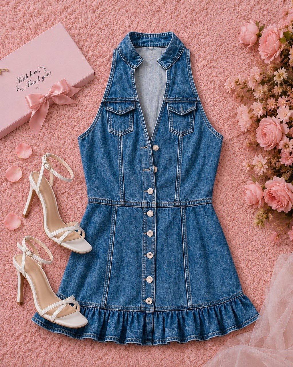 Denim short dress - Image 3