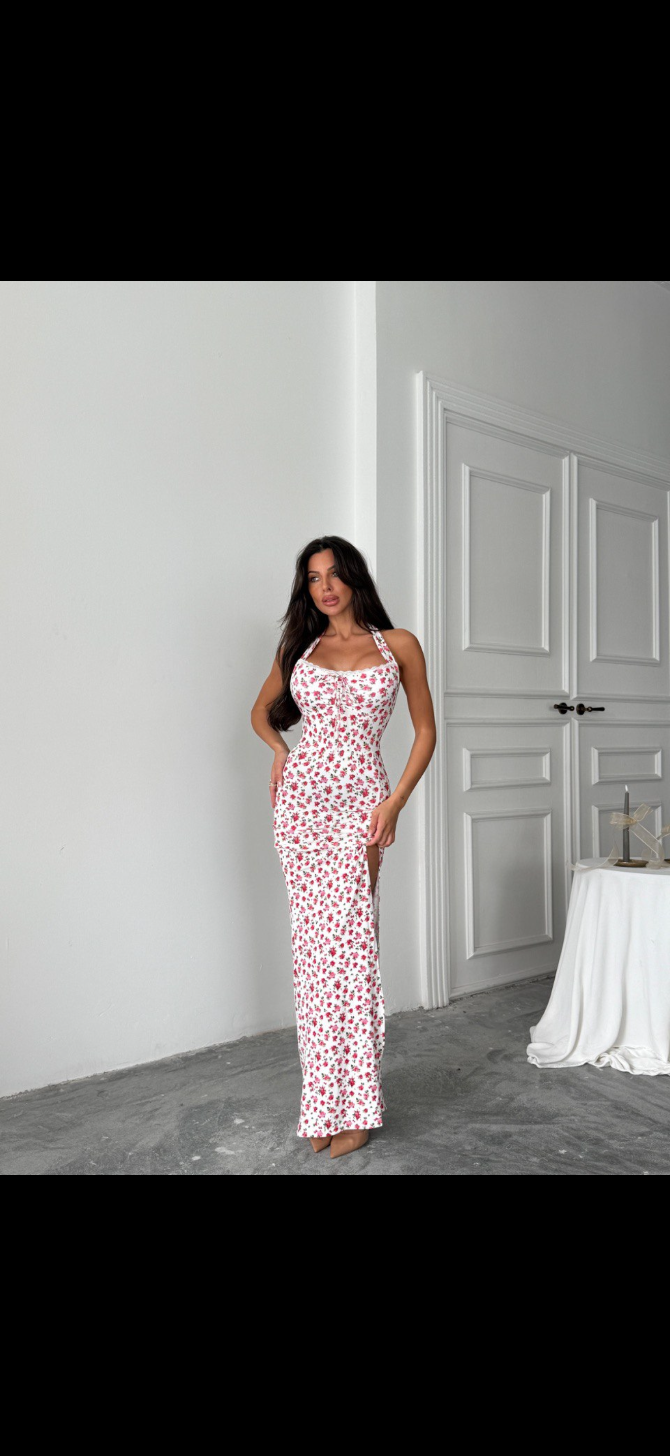 Floral lycra long dress