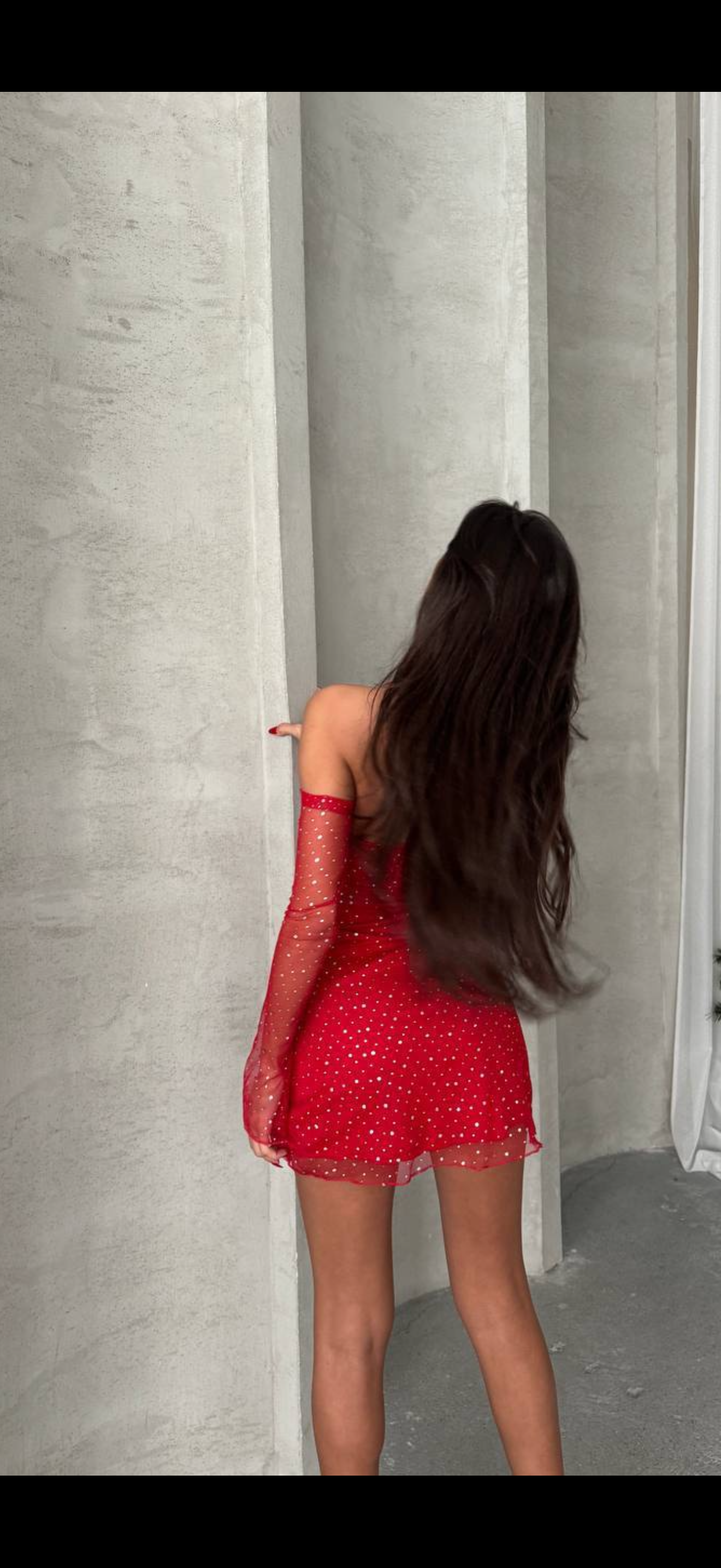 Shiny fabric Lined mini dress - Image 4