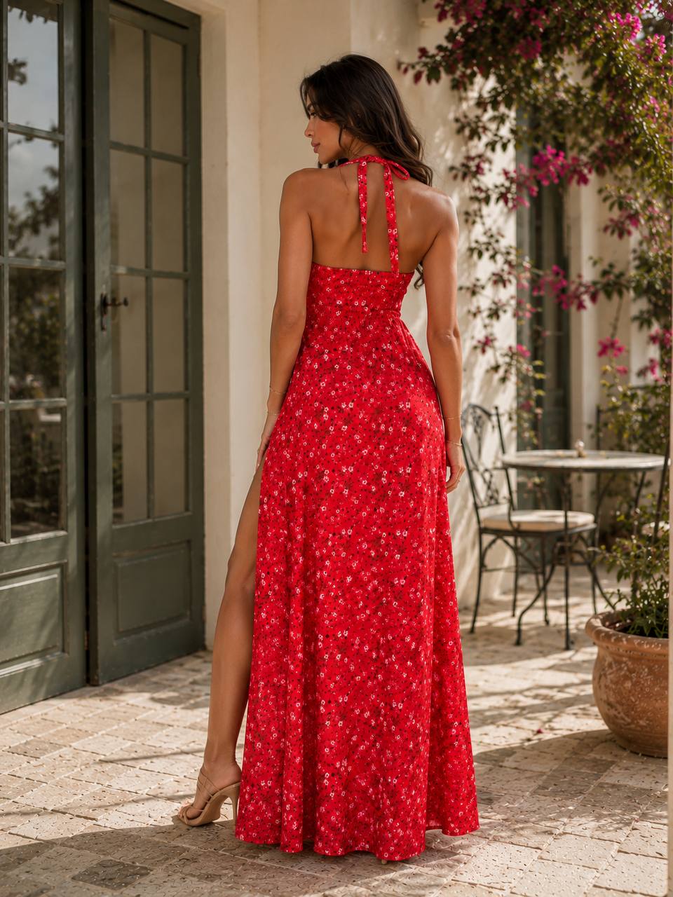 Red floral long dress - Image 3