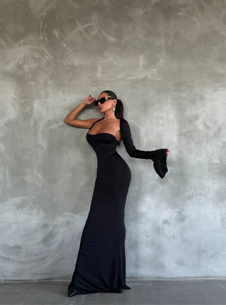 One sleeve lycra maxi dress - hover