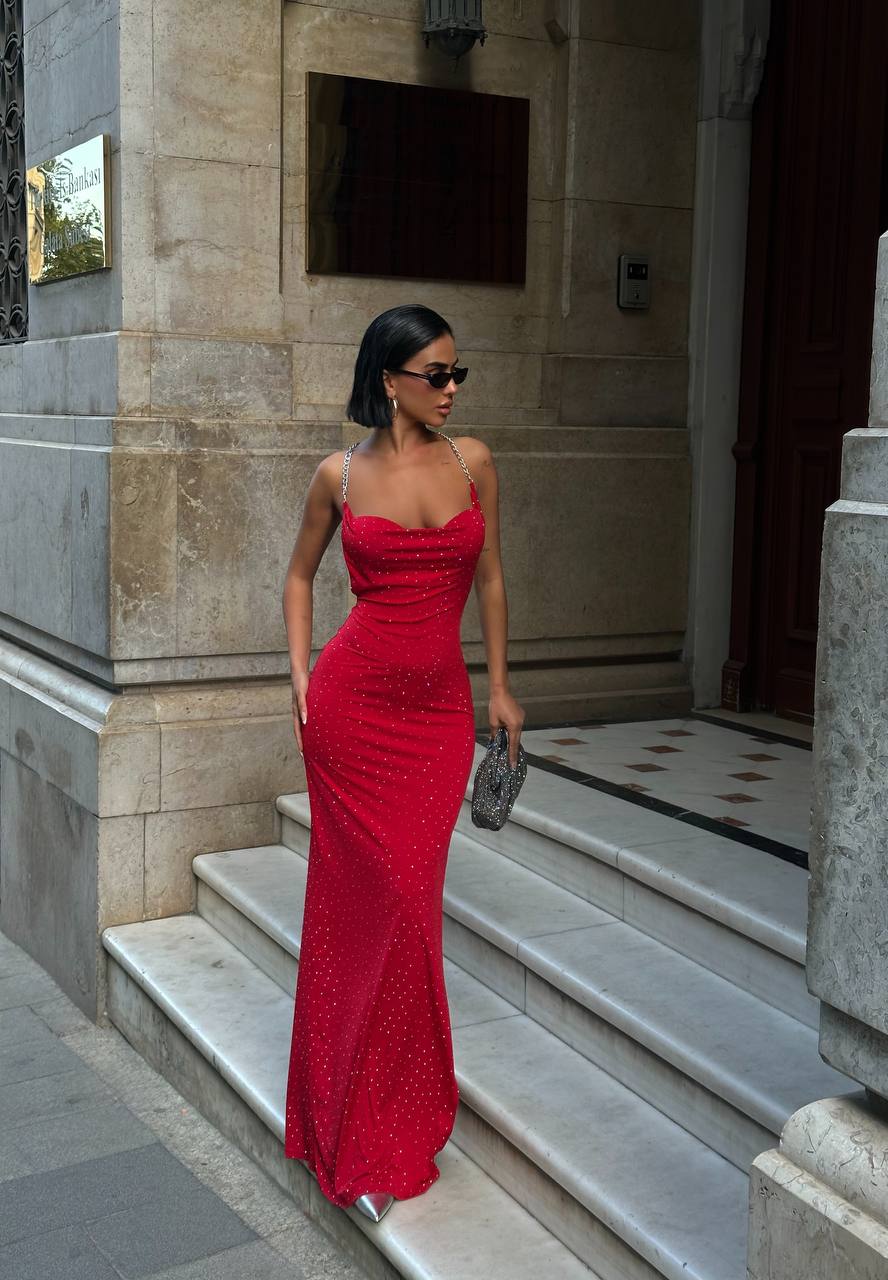 Maxi lycra back chain dress - Image 4